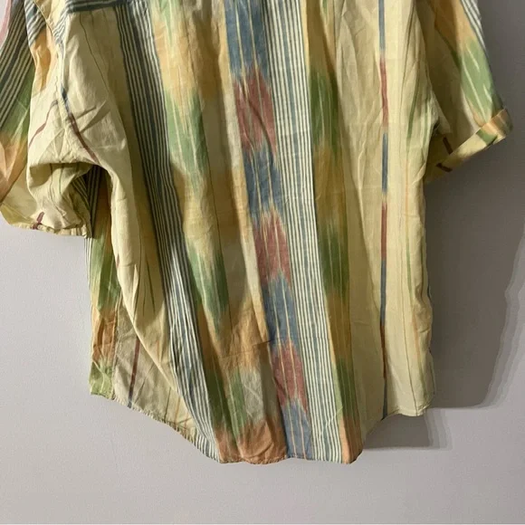 Vintage Shirt Multicolor Abstract Pattern Retro Short Sleeve Pastel Color Size M - Picture 10 of 10